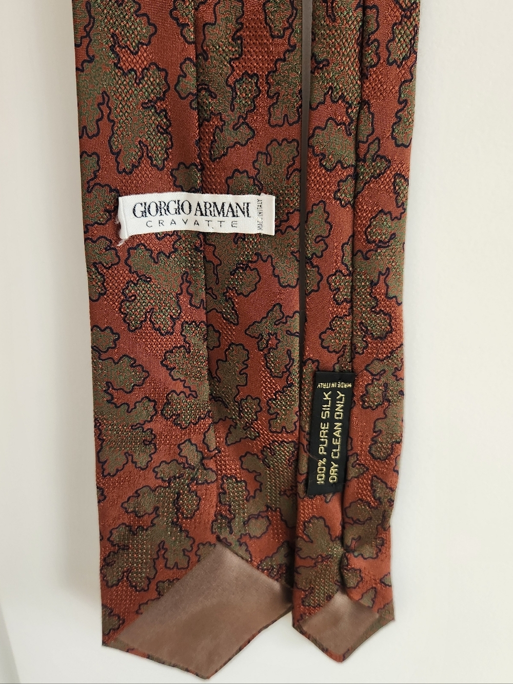 Giorgio Armani Cravatte Silk Neck Tie Brown Leaf Pattern